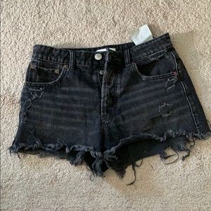 Zara High Waisted Black Denim Shorts